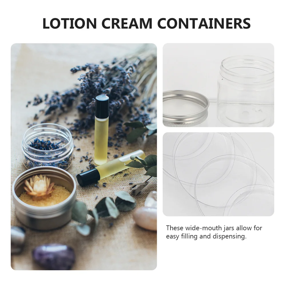 

6Pcs 50g Jars with Aluminum Lid Leak Proof Clear Cosmetics Cream Box