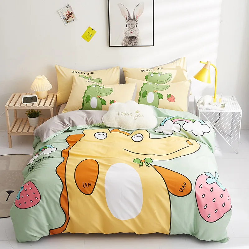 

Cotton Cartoon Osaka 3/4pcs Set Of Bedding Sheet And Fitted Sheet Dinosaur Travel Pattern Children's Cartoon Soft Series Oceania