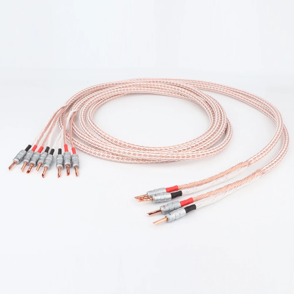 Пара Hi-fi кабелей Preffair 12TC с 2 штекерами типа банан на 4 штекера Hi-end провод для