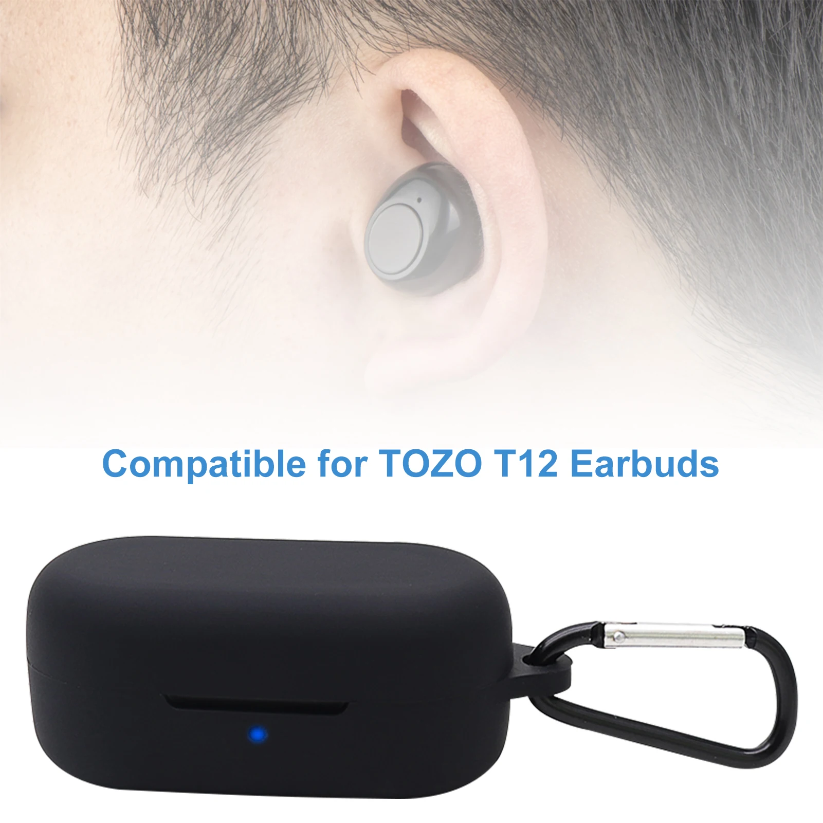 

2021 Silicone Case Scratch Resistant Cover With Keychain For TOZO T12 Bluetooth Headset Silicone Anti-drop Protective Cover New