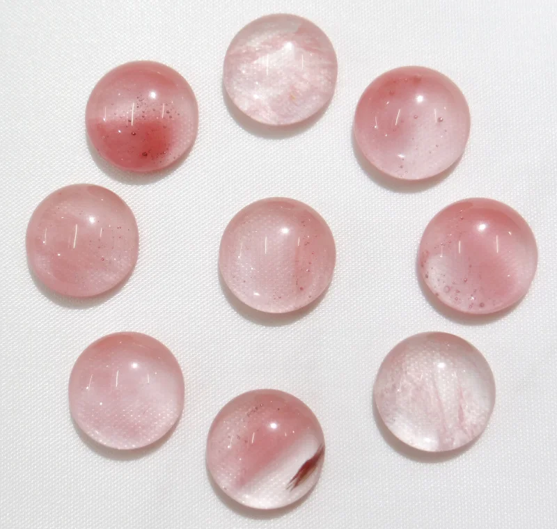 

Wholesale 50pcs/10mm Natural Stone cherry quartz Round Cabochons No hole beads For DIY Jewelry making Ring Accessories