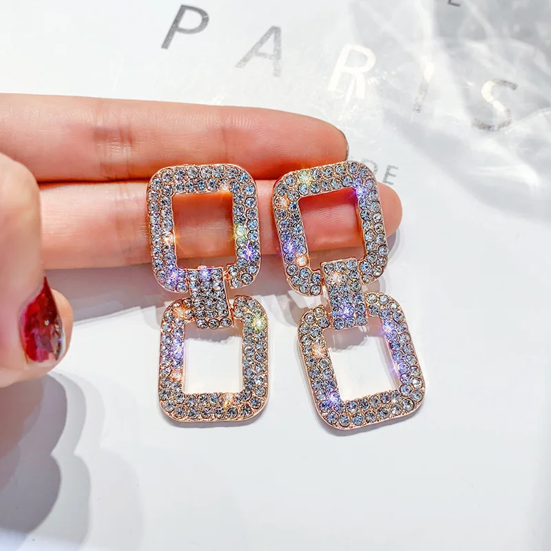 

Vintage Round Rhinestone Boho Dangle Earrings For Women 2021 New Fashion Tassel Metal Link Chain Earring Female Jewelry Brinco
