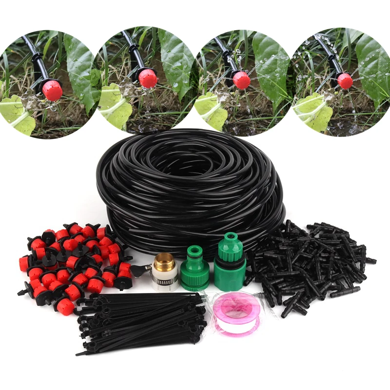 

5m~50m Dripper Irrigation Kits 8 Holes Adjustable Dripper Emitter with 4/7mm Hose Garden Greenhouse Watering System