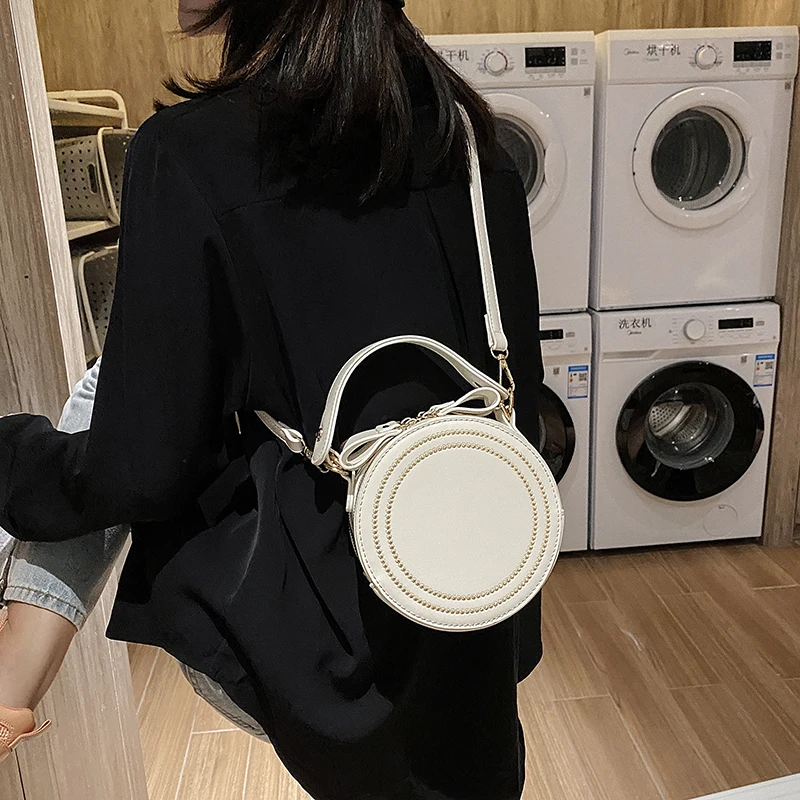 Сумка женская маленькая круглая роскошный модный тоут из мягкой кожи с