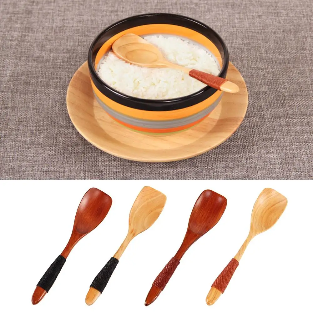 

Solid Wood Children Small Soup Spoon Innovative Dessert Coffee Milk Powder Spoon Binding Thread Honey Spoon Condiment Teaspoon