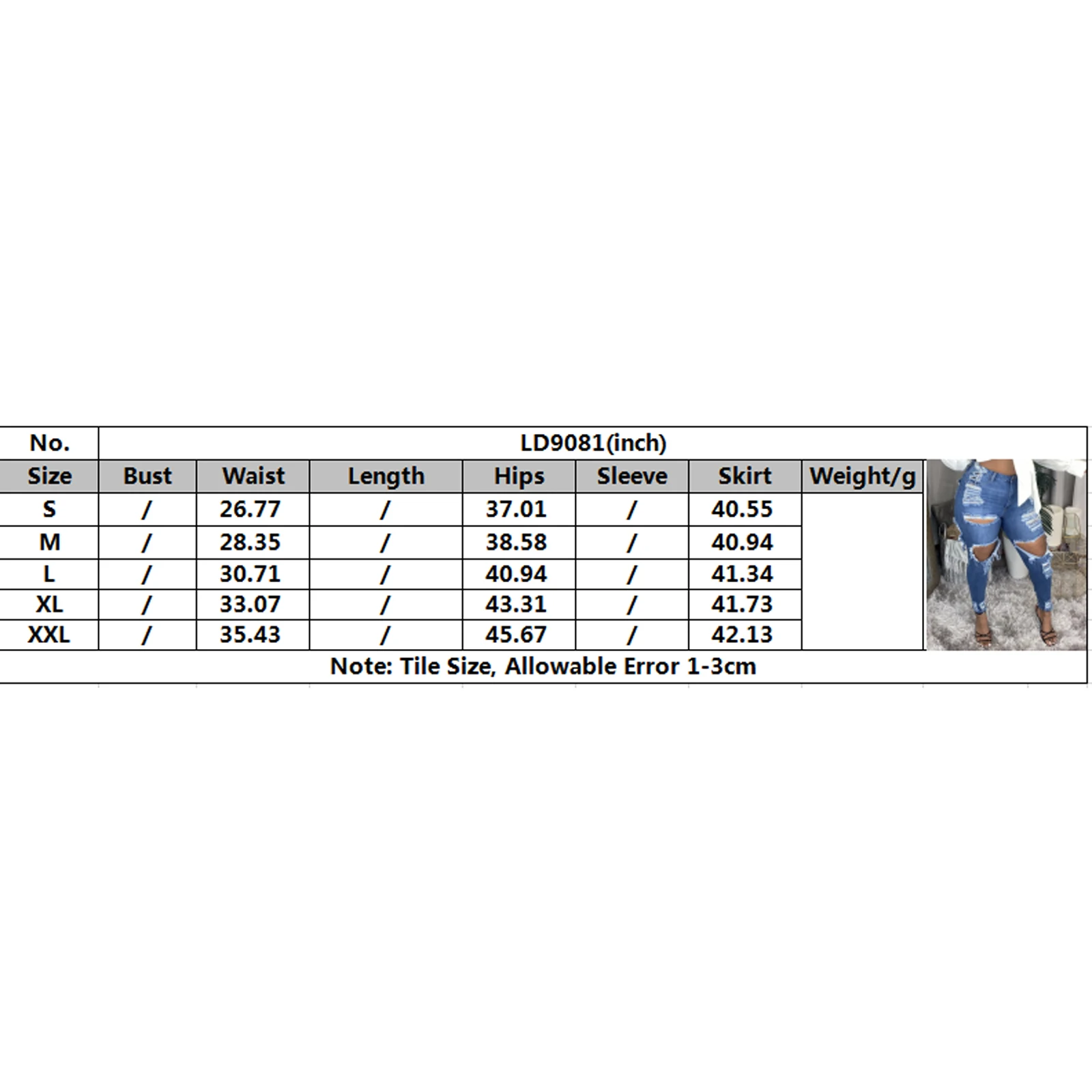 

Women's Denim Jeans High Waist All-match Pocket Ripped Holes Pencil Pants for Vacation Travelling Holiday Party Shopping Dating