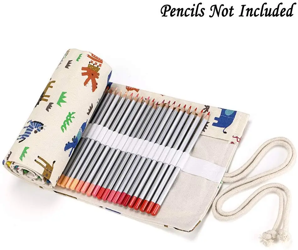 Милый холщовый карандаш ручной работы с мультипликационным рисунком зоопарка