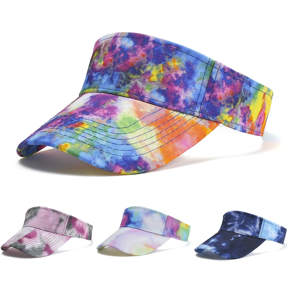 

Men'S Ins Colorful Tie-Dye Empty Top Hat, Female Spring And Summer Outing, Sunscreen Sun Hat, Tide Street Couple Topless Hat