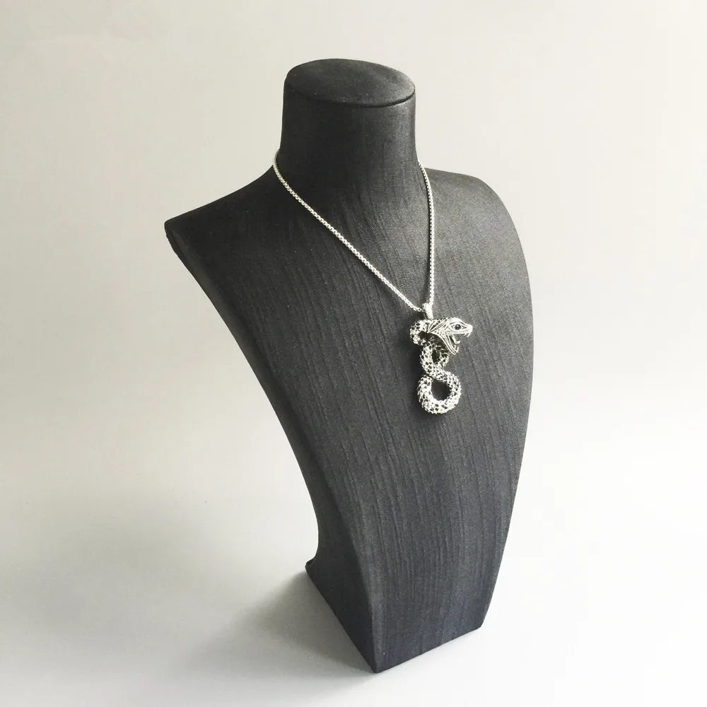 Подвески в виде змеи из серебра 925 пробы с черным цирконием подходят к цепочкам