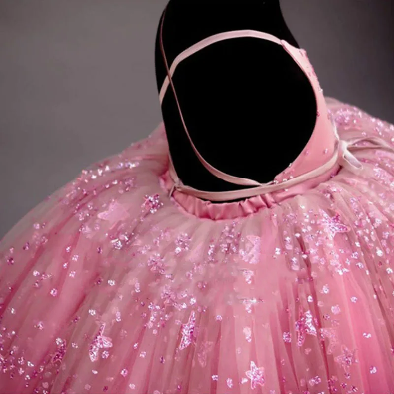 Детские платья для свадебной вечеринки девочек детские Бальные с блестками