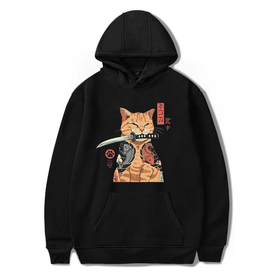 

Funny Cat Printed Hoodie Men Women Japanese Style Anime Sweatshirt Hip Hop Streetwear Pullover Harajuku Male Winter Coat Tops