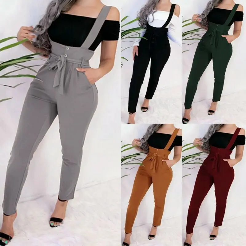 Женский Осенний комбинезон без рукавов повседневные брюки штаны модные
