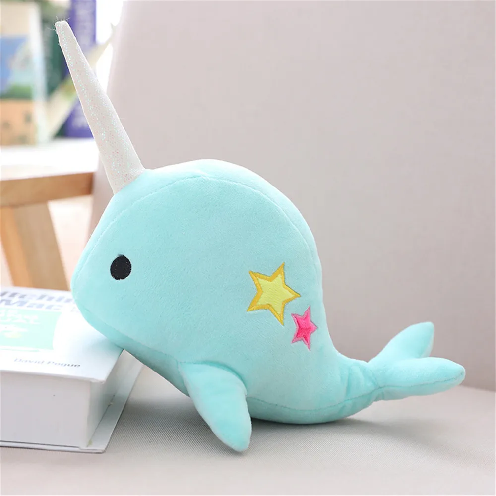 

25CM 35CM soft animal ocean sea stuffed Toys Narwhal whale binary star doll plush Toy for Children Christmas Gift kid Brinquedos