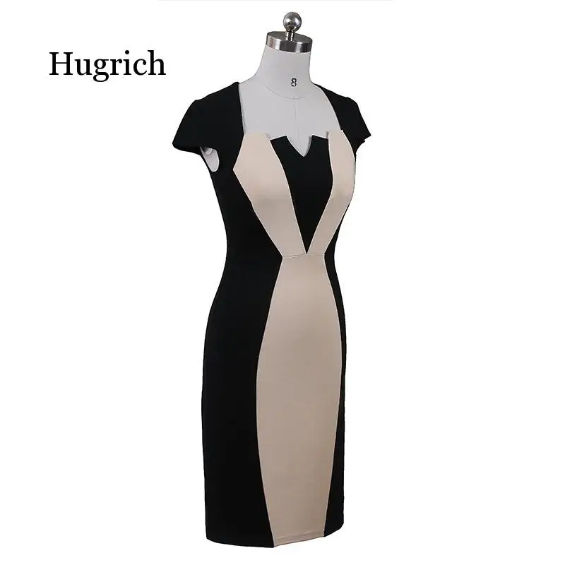 Женское платье-карандаш в стиле ретро с контрастным поясом для работы деловой