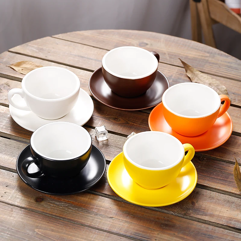 

150/220/300ml Thick Body Ceramic Coffee Cup and Saucer for Flat White Latte Cup Cappuccino Double Espresso Coffee Cup Drinkware