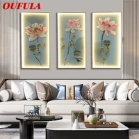 oufula wall sconces light three pieces suit lamps lotus figure led contemporary creative for home