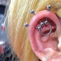14g multiple ear pierced industrial piercing helix earrings gauge conch body pircing barbell stainless steel ear pierc cartilage