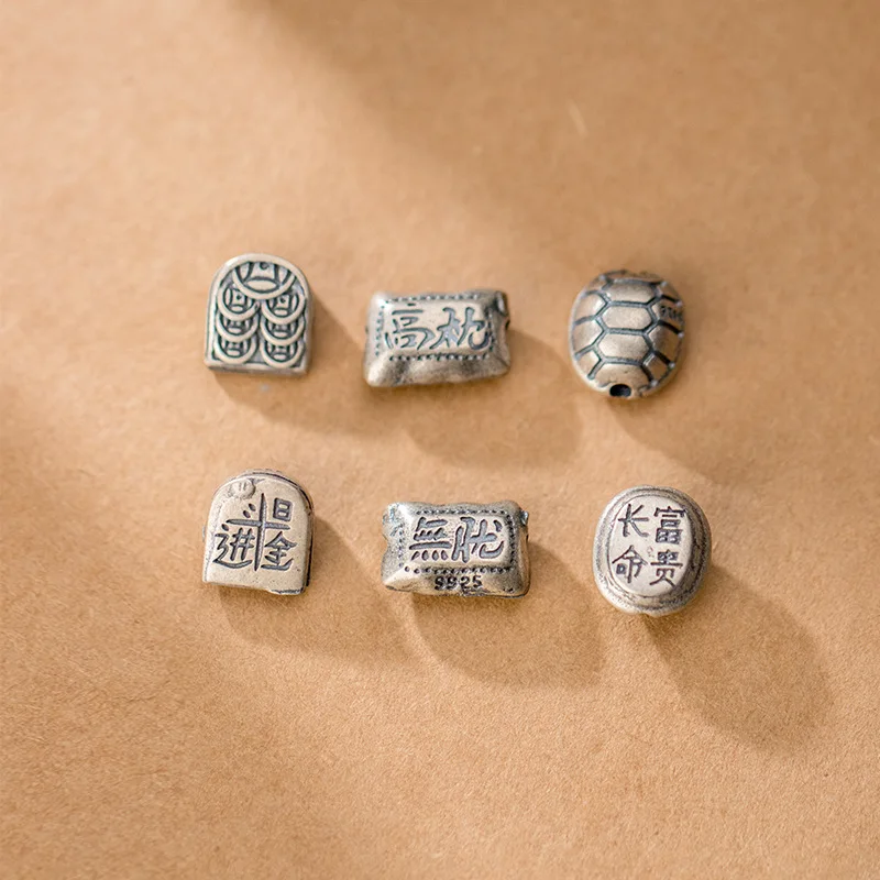 MEETSOFT традиционные китайские бусины из серебра 100% пробы с буквами фурнитура