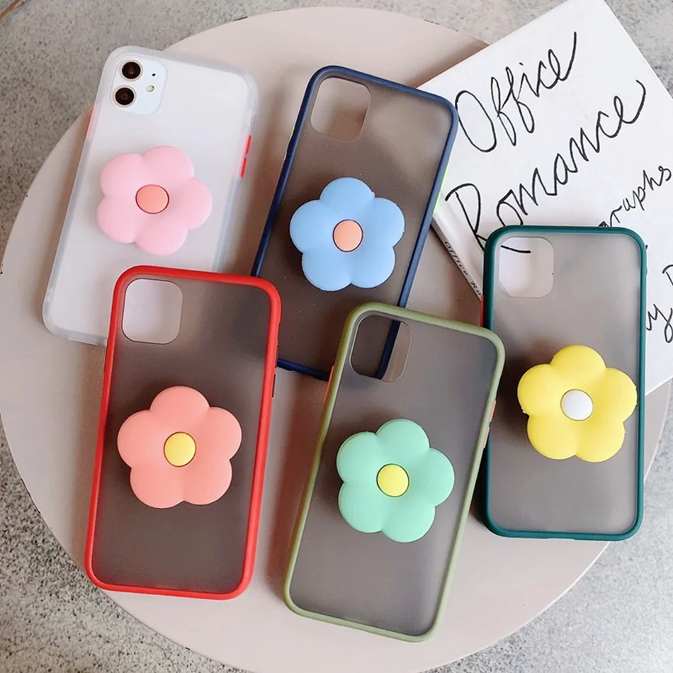 Cute Flower Stand Case For Redmi Note 8T 8 Pro 7 6 K20 K30 8A Contrast Color Translucent Xiaomi 10 CC9 Hard Cover |