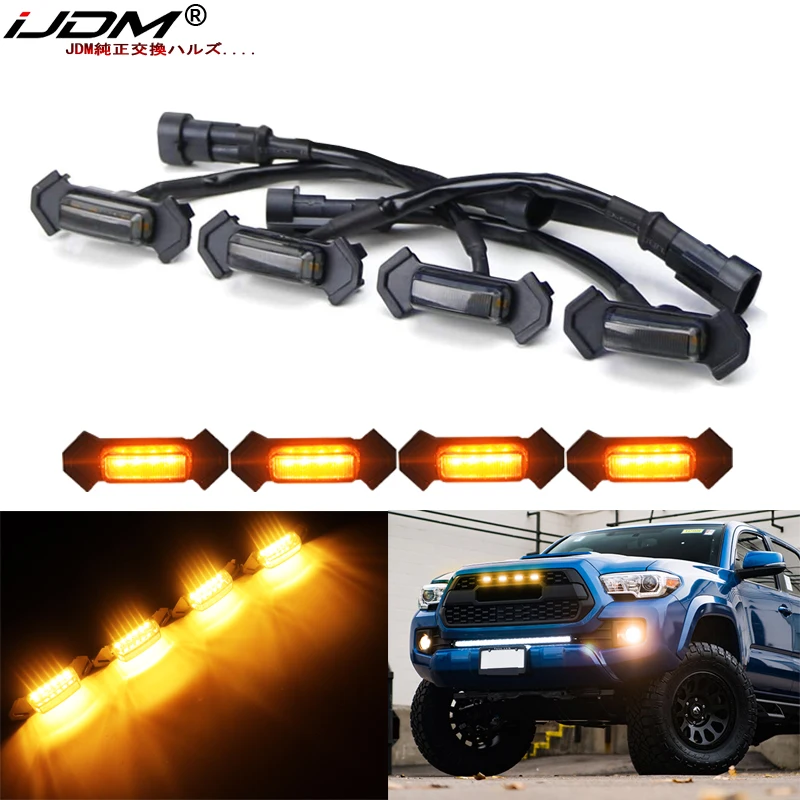 iJDM Raptor-style grille light LED grill mount assemblies For 2016-up Toyota Tacoma w/TRD Pro Grill ONLY, Front Grille Lighting