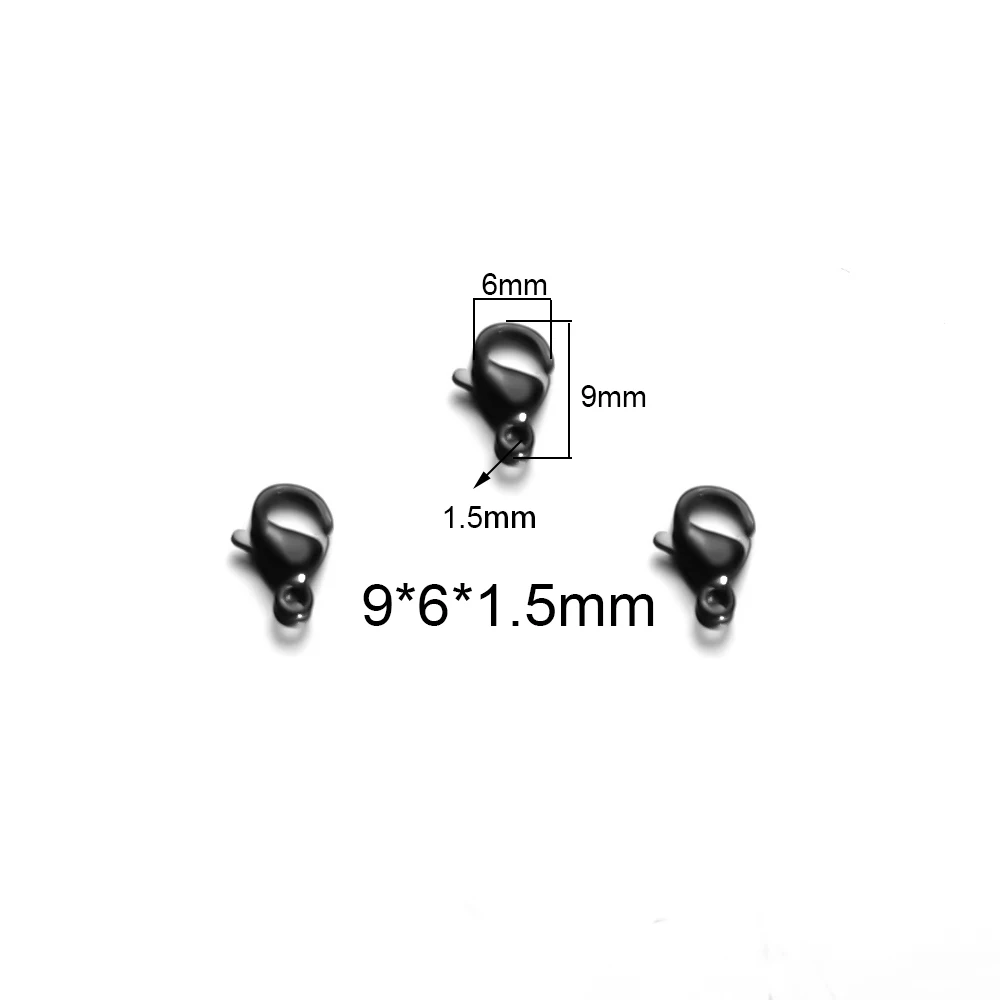 9mm Semitree 25 шт. Нержавеющая сталь золотистый и черный карабины бижутерии, материал для рукоделия Цепочки и ожерелья Аксессуары для изготовления браслетов 9/10/12/15 мм - Цвет: 9mm
