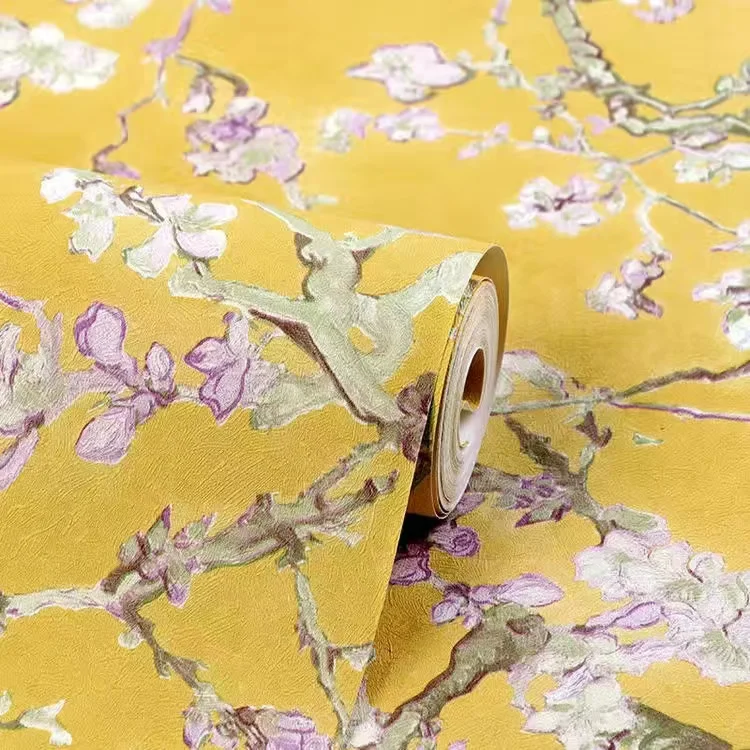 

Желтые бумажные обои ПВХ в европейском стиле