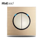 Двойной переключатель Wallpad Gold L6, 2 клавиши, 1 канал, 2 канала, матовая Золотая Кнопка вая пластина, кнопка возврата с сисветодиодный ным индикатором