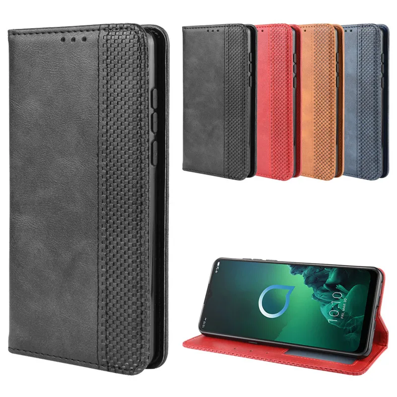 Для Alcatel 3X2019 Чехол книжка Роскошный кошелек из искусственной кожи с магнитной