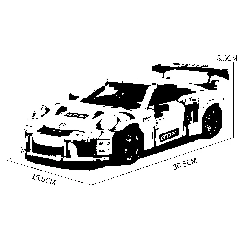 

Car series 13129 creative 911gt3 sports car science and technology machinery assembling inserting building block toy car model