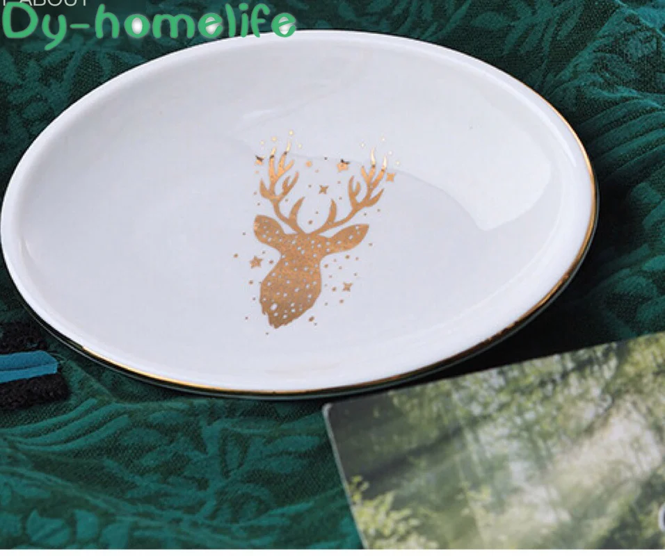 

Nordic Creative Golden Elk White Ice Cracked Ceramic Family Bathroom Wash Set 5 Piece Set Star Hotel Supporting Bathroom Set