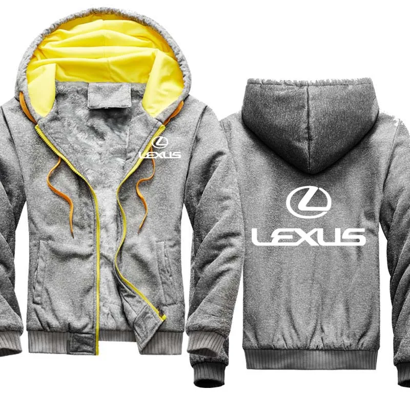 

Unisex New Men's jackets Lexus Car Logo Winter Casual Thicken hoodie Warm Wool Fleece Cotton Men's Zipper jackets