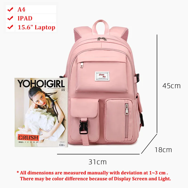Large Strong 2021 Women's Backpack School Bag Black Beige 15.6