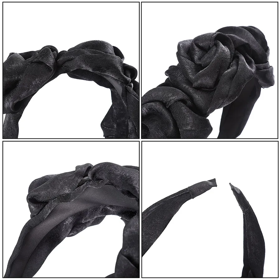 Женская атласная повязка на голову Haimeikang однотонный обруч обтянутый тканью с