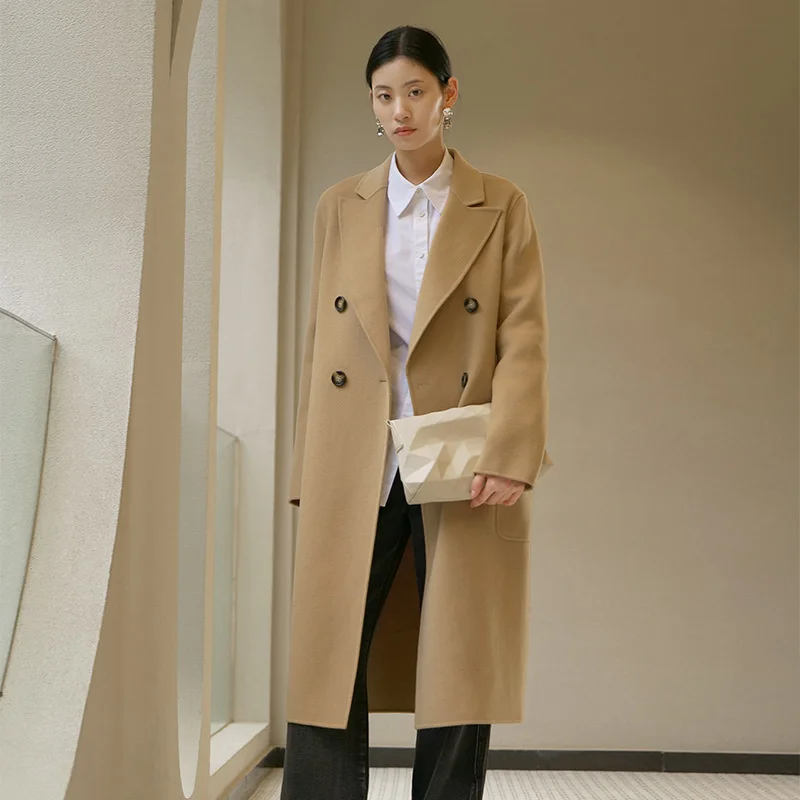 

Женское двухстороннее твидовое пальто Jiluona, средней длины, с воротником-костюмом, новое зимнее шерстяное пальто, 21 Размер, 319