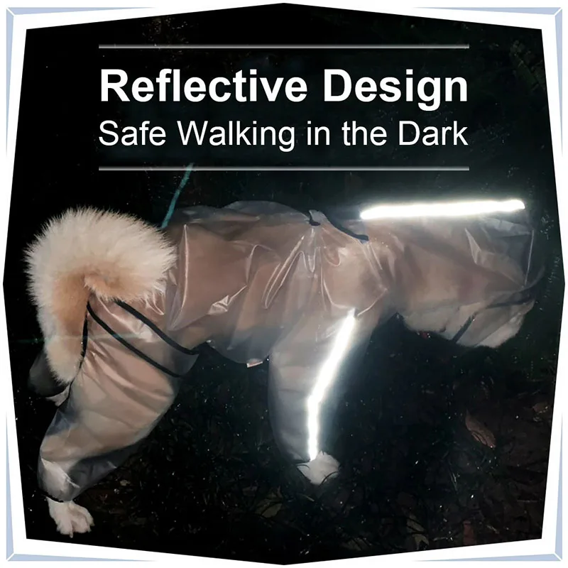 

HOOPET Pet Raincoat Puppy Four Feet Hooded Transparent Waterproof Teddy Large Dog Rain Out Clothes for Animals