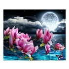 5D алмазная живопись, вышивка крестиком, яркая луна на синем море, полная Алмазная вышивка, картина стразы, цветы магнолии A1367