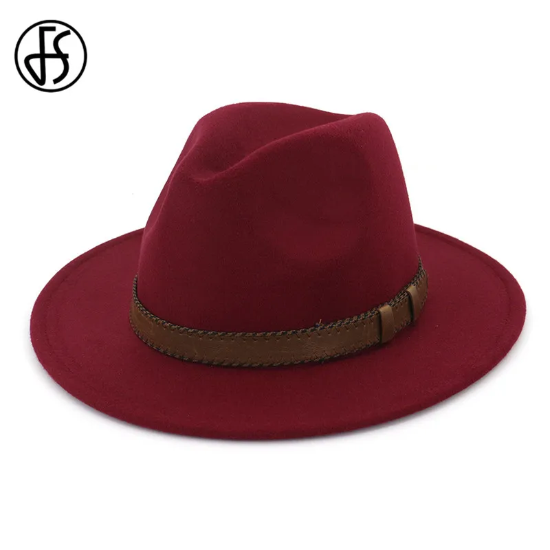 Мужская фетровая шляпа FS шерстяная Классическая Трилби с широкими полями в