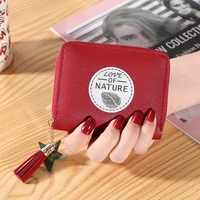 womens mini wallet coin purse short zipper cute fashion small 2021 new version graffiti girls wallet cards holder pu leather