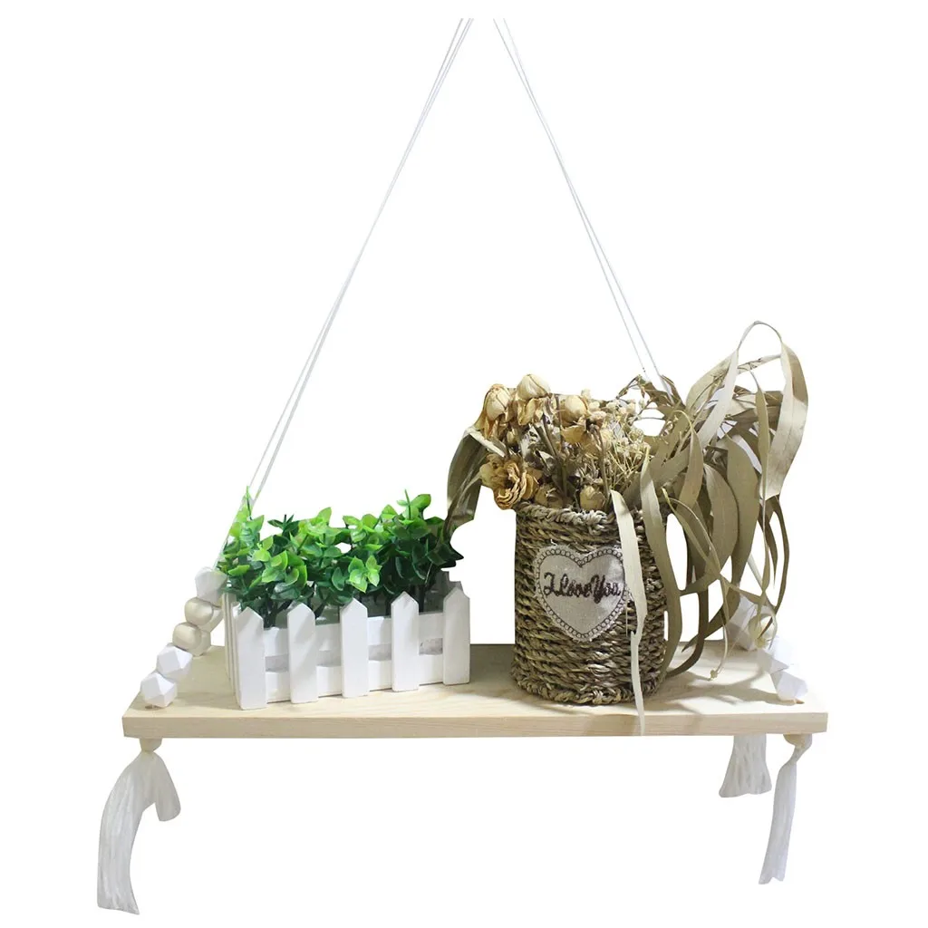 Настенная полка дерево плавающие стеллажи домашние декоративные кисточки