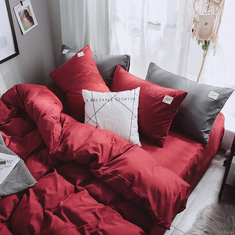 Комплект постельного белья Sondeson винно красного цвета модный простой домашний