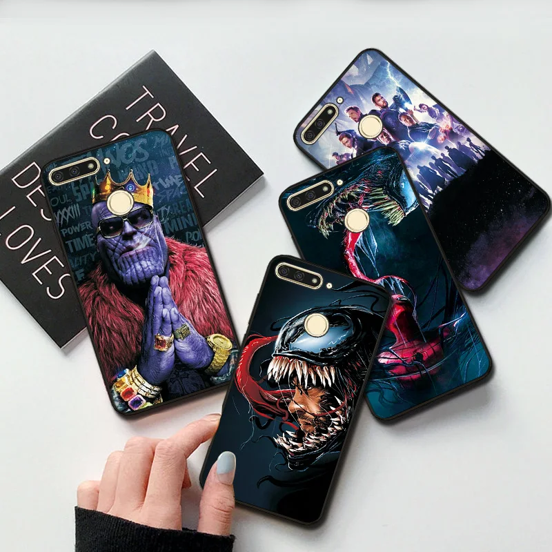 Чехол для телефона huawei Honor 7A DUA-L22 Русский черный чехол ТПУ Venom Мстители чехол для Honor 6C Pro 7C 8C 8S Honor 7X 8X 9X