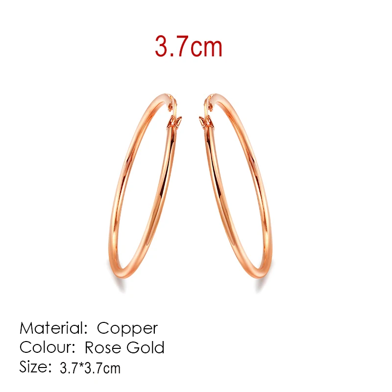 093 rose gold 3.7cm Бренд Double Fair, большие/маленькие круглые серьги-кольца, розовое золото, Модные Винтажные Ювелирные изделия для женщин, горячая Распродажа DFE780 - Окраска металла: 093 rose gold 3.7cm