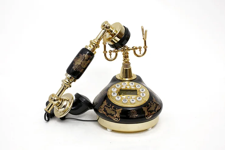 Черный бронзированный антикварный телефонный домашний винтажный проводный