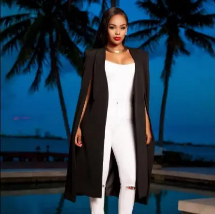 Осень 2020 белые черные пончо и накидки в стиле Харадзюку Женский Длинный блейзер