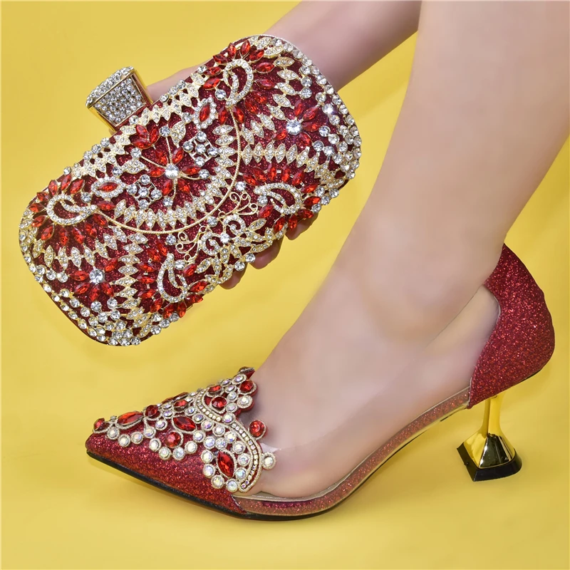 

doershow good price African Wedding Shoes and Bag Set Italian Shoes with Matching Bags Nigerian Women party!SPL1-1
