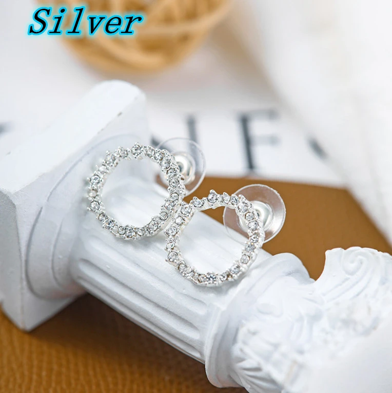 

Retro Diamond Small Circle Earrings for Women New Fashion Jewelry Accessories Valentine Gifts