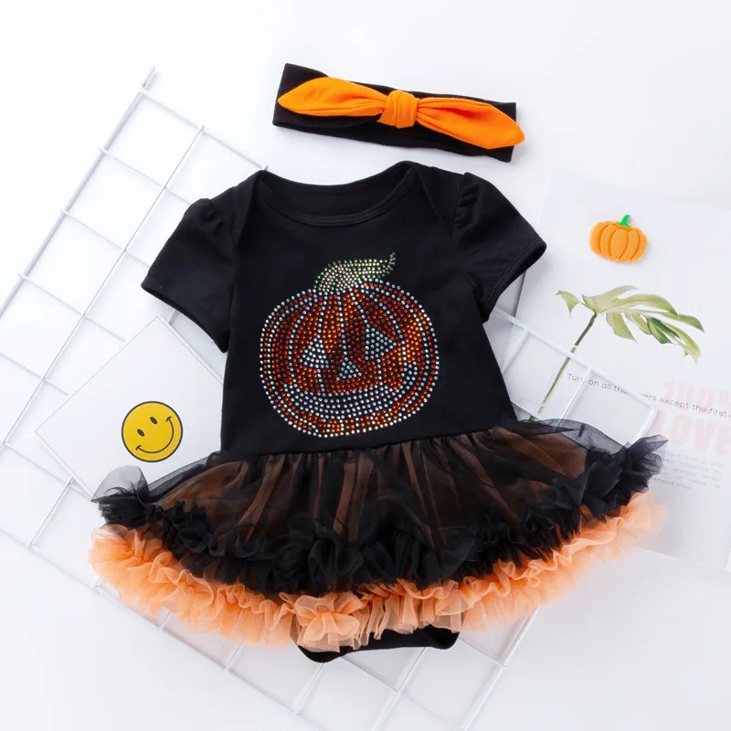 Платье в полоску для маленьких девочек на Хэллоуин платье новорожденных одежда