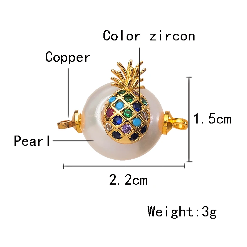 

Peixin Colorful Pull Micro Pave Cubic Zirconia Fruit Pineapple Charms for Diy Bracelet Connector Jewelry Making Wedding Gift