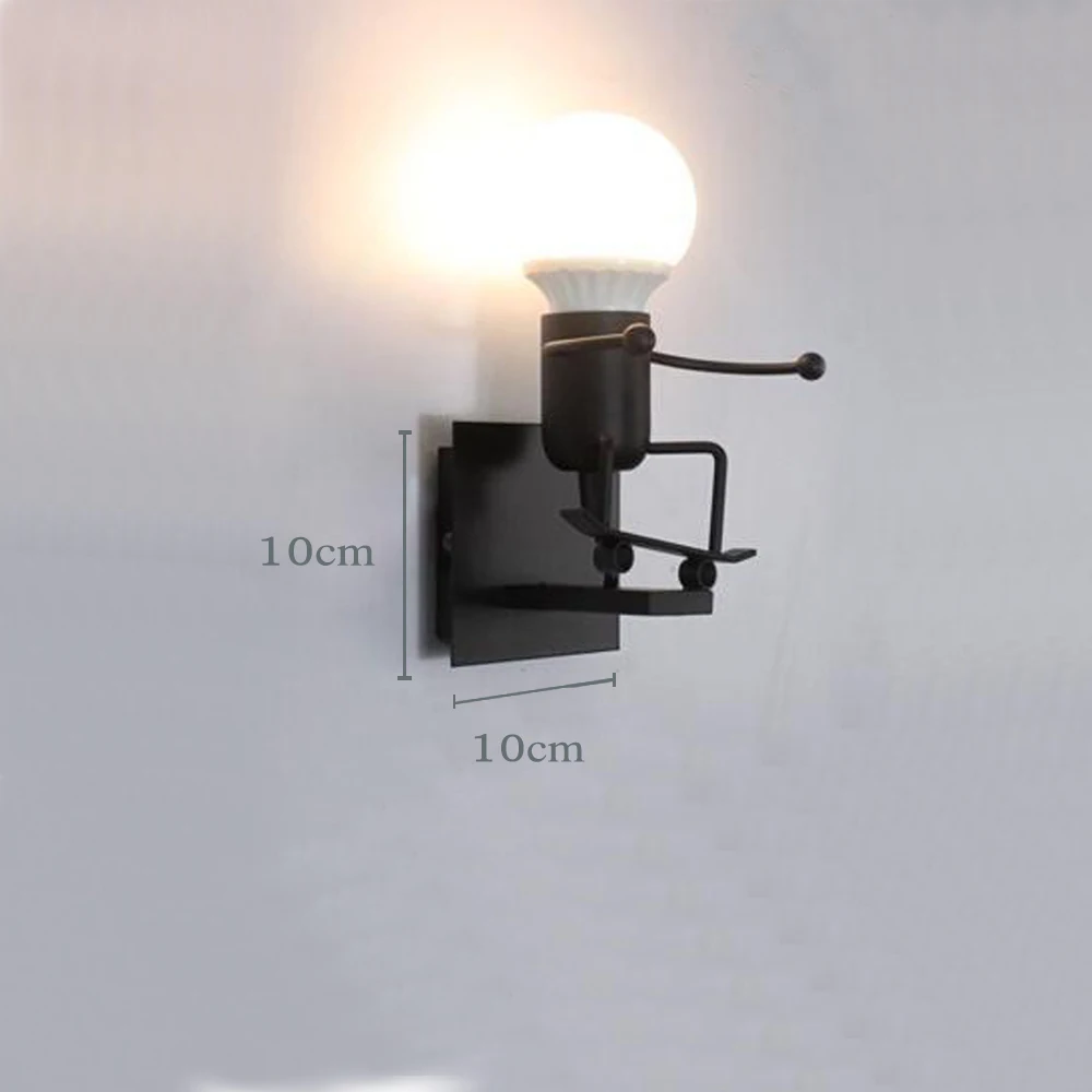 Современная настенная лампа в скандинавском стиле, мультяшный робот-макарон, металлические маленькие простые светильники «Железный человек» в американском и промышленном стиле