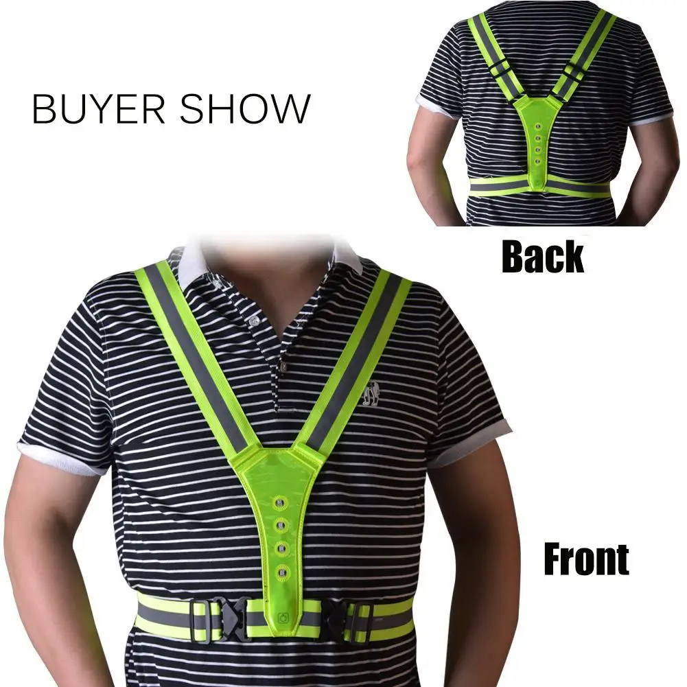 High Visibility LED Light Cycling Vest Outdoor Running Riding Reflective Safety Adjustable Elastic Strap Fluorescence Work | Спорт и